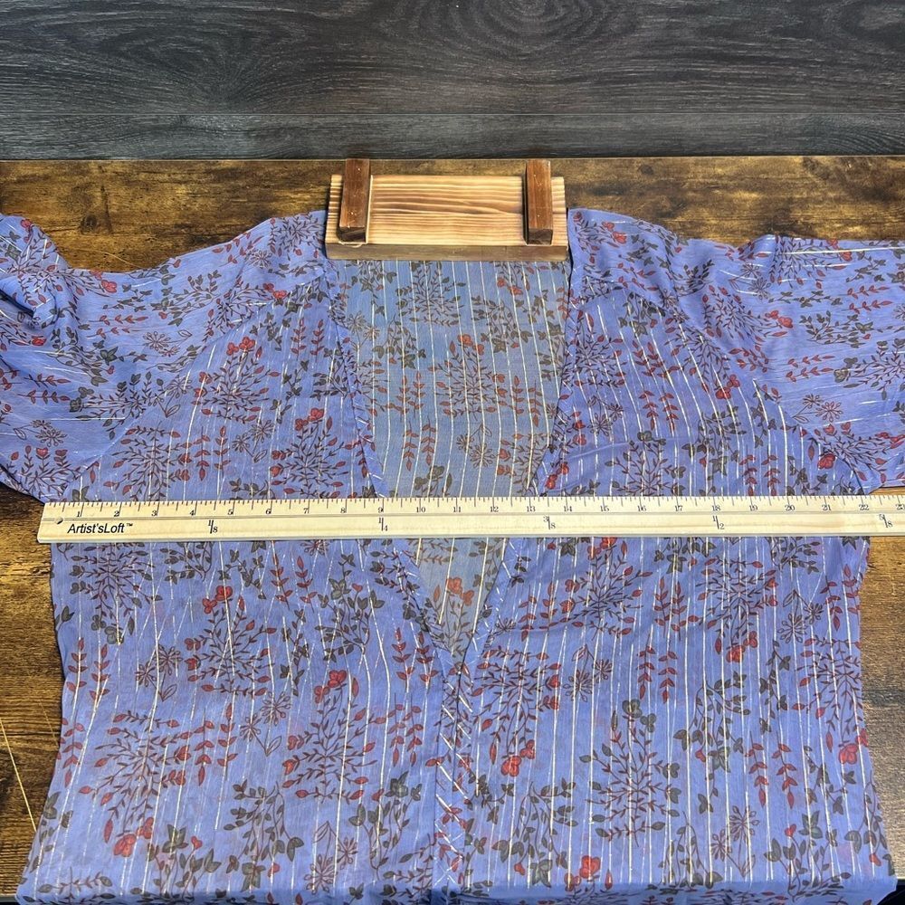 Lavender Floral Sheer Tie-Waist Kimono Tunic - Picture 7 of 15